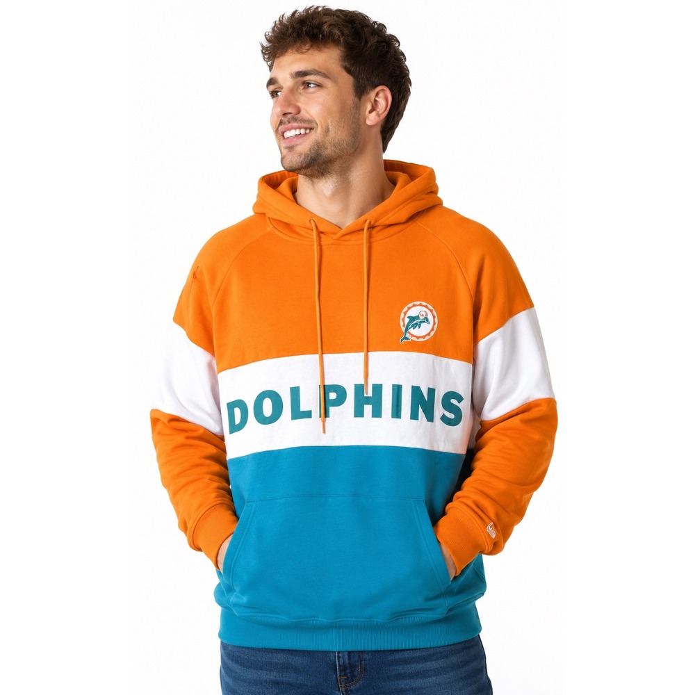 Miami Dolphins New Era XL Throwback Colorblock Hoodie NFL Football Pullover Mens